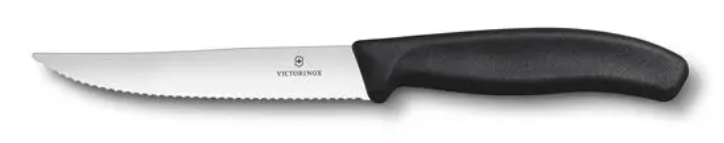 Conjunto com 2 Facas para Churrasco Serra Preta 12cm Swiss Classic Blister Victorinox
