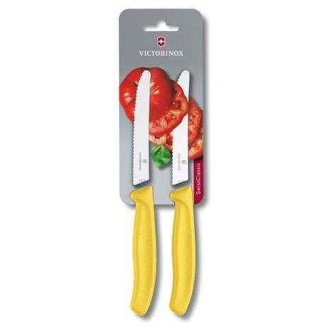 Conjunto com 2 Facas Serra Amarela 10cm Swiss Classic Blister Victorinox