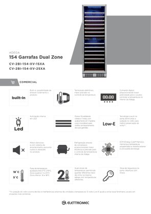 Adega 154 Garrafas Digital Led Dual Zone Built-in 220V Elettromec