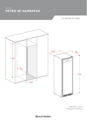 Adega 181 Garrafas Dual Zone Vetro Built-in 220V Elettromec