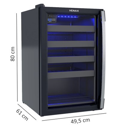 Adega 24 Garrafas Piubella Preto Porta Invertida 220V Venax