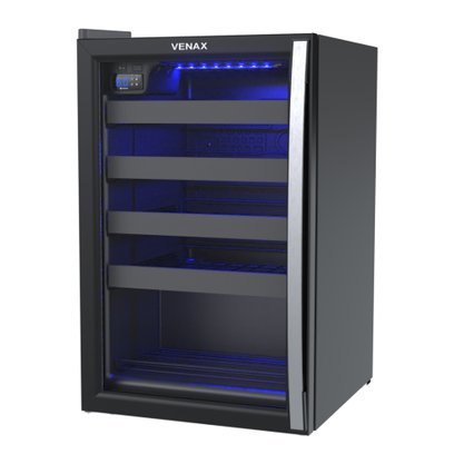 Adega 24 Garrafas Piubella Preto Porta Invertida 220V Venax