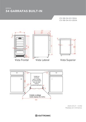 Adega 34 Garrafas 1Z Bult-in  220V Elettromec