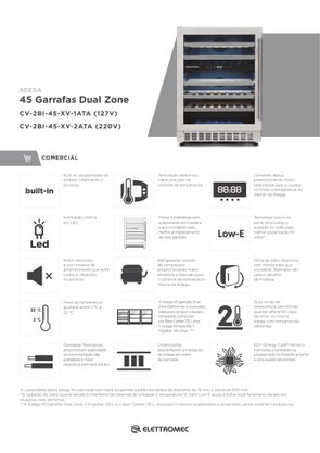 Adega 45 Garrafas Dualzone Built-in 220V Elettromec