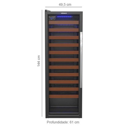 Adega 59 Garrafas Piubella Preto Porta Invertida 220V Venax