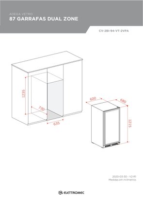 Adega 87 Garrafas Dual Zone Vetro Built-In 220V Elettromec