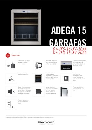 Adega Climatizada 15 Garrafas Digital Led 1Z  220V Elettromec