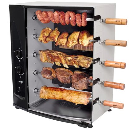 Churrasqueira a Gás Rotativo de 5 Espetos Bivolt Arke