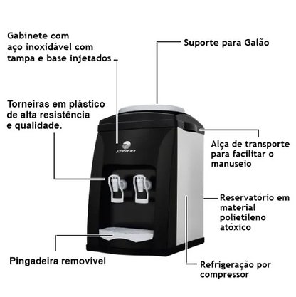 Bebedouro de Mesa para Galão Compressor Inox K31 220V Karina