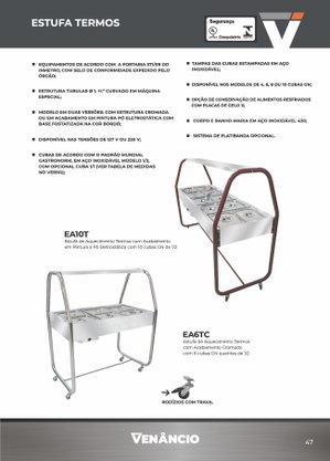 Buffet Quente Self-Service Cromado 8 Cubas EA8TC 220V Venâncio