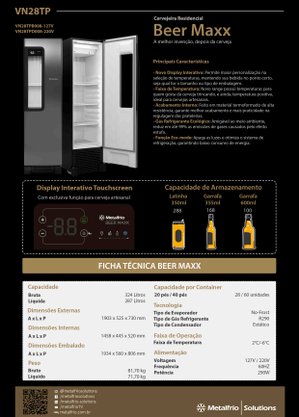 Cervejeira Beer Max Porta de Visor Inox 324 Litros 220V Metalfrio