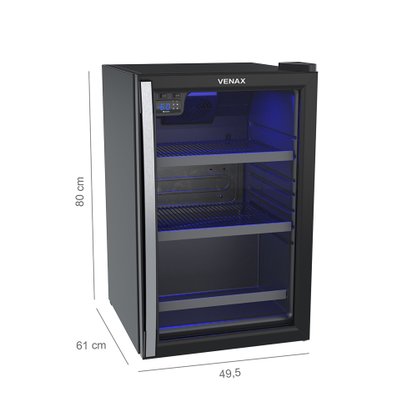 Cervejeira Blue Light Preto Fosco Porta de Vidro 100 Litros 220V Venax