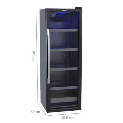 Cervejeira Blue Light Preto Fosco Porta de Vidro 200 Litros 220V Venax