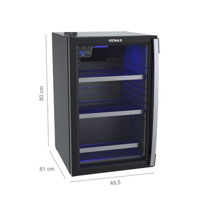 Cervejeira Blue Light Preto Fosco Porta de Vidro Invertida 100 Litros 220V Venax
