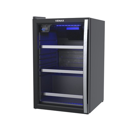 Cervejeira Blue Light Preto Fosco Porta de Vidro Invertida 100 Litros 220V Venax