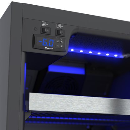 Cervejeira Blue Light Preto Fosco Porta de Vidro Invertida 200 Litros 220V Venax