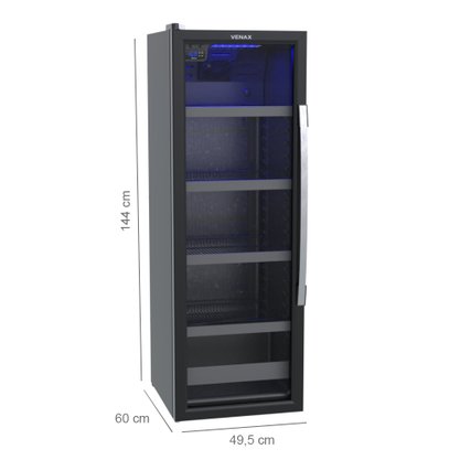 Cervejeira Blue Light Preto Fosco Porta de Vidro Invertida 200 Litros 220V Venax