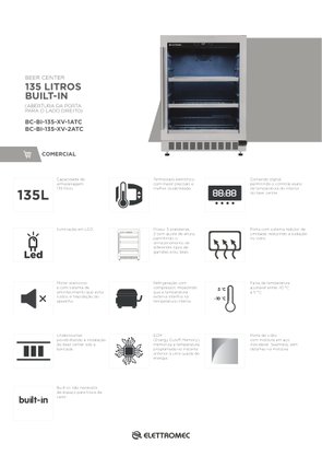 Cervejeira de Embutir Beer Center Abertura para Direita 135 Litros 220V Elettromec