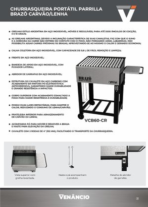 Churrasqueira Portátil Char Broiler Parrilla Brazô Carvão/Lenha Venâncio