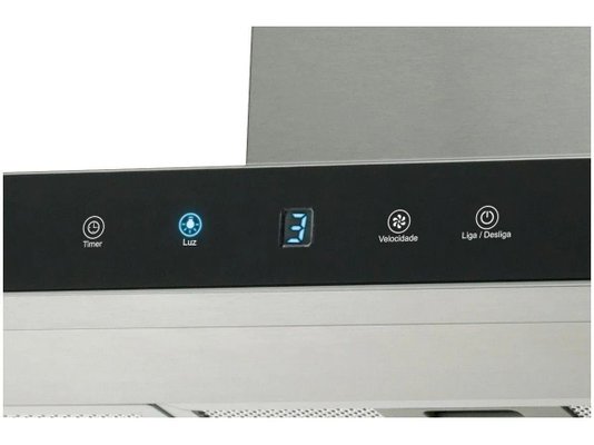 Coifa de Parede Infinity Digital Touch Painel em Vidro Preto 90cm 220V Fischer