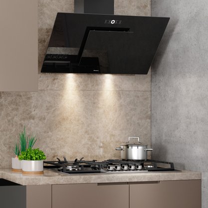 Coifa de Parede Montreal Inclinada Vidro Preto 90cm 220V Debacco
