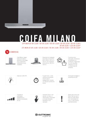 Coifa Milano Ilha Inox 60cm 220V Elettromec