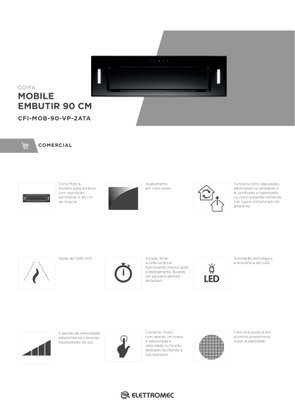 Coifa Mobile Embutir 90CM Elettromec