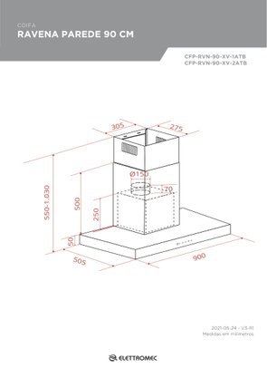Coifa Ravenna de Parede Inox 90cm 220V Elettromec
