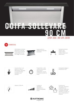Coifa Sollevare Downdraft 90cm 220V Elettromec