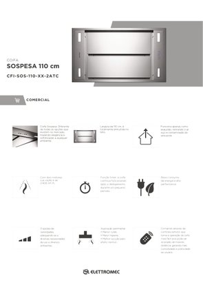 Coifa Sospesa Ilha 110cm 220V Elettromec