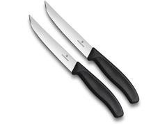 Conjunto com 2 Facas para Churrasco Preta 12cm Swiss Classic Blister Victorinox