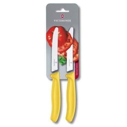Conjunto com 2 Facas Serra Amarela 10cm Swiss Classic Blister Victorinox