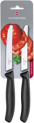 Conjunto com 2 Facas Serra Preta 10cm Swiss Classic Blister Victorinox