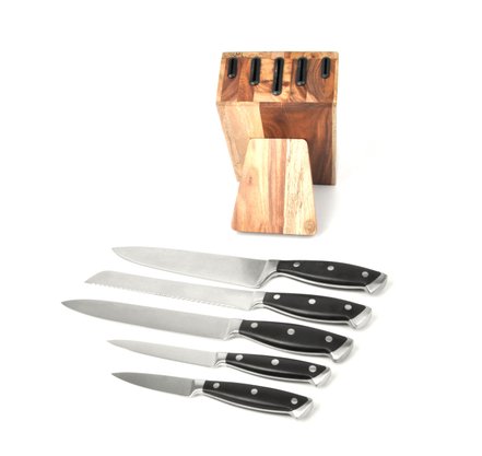 Conjunto de Facas Chef com Cepo de Madeira 6 Peças James.F
