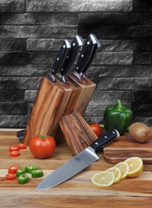 Conjunto de Facas Chef com Cepo de Madeira 6 Peças James.F