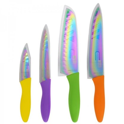 Conjunto de Facas para Corte Linha Titanium Color 4 Peças Yuze