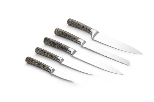 Conjunto de Facas Stone Inox com Cepo de Madeira 6 Peças James.F