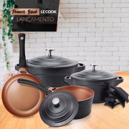 Conjunto de Panelas 4 Peças Antiaderente Premier Black Le Cook