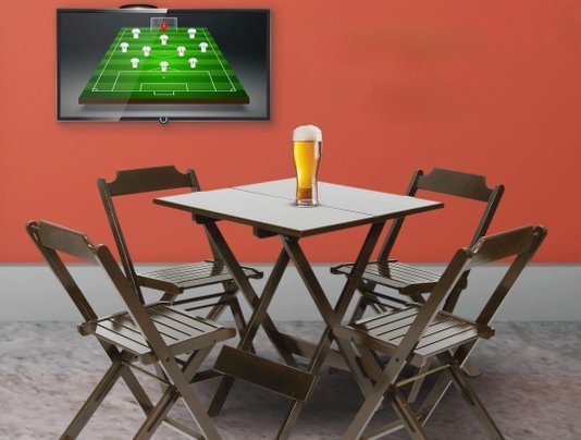 Conjunto Mesa de Madeira Dobrável 70x70 com 4 Cadeiras Imbuia FIMAP