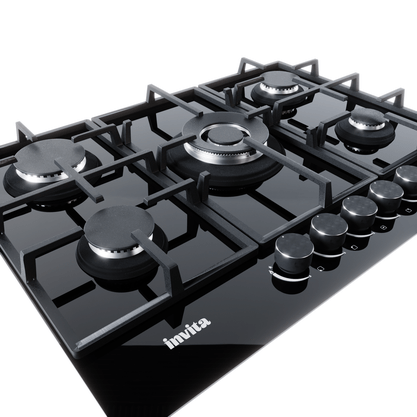 Cooktop a Gás 5 Queimadores Black Bivolt Invita