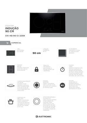 Cooktop de Indução 4 Queimadores 90cm 220V Elettromec
