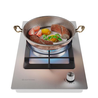 Cooktop Dominó Quadratto Dual Flame 1 Queimador Inox  30cm Bivolt Elettromec