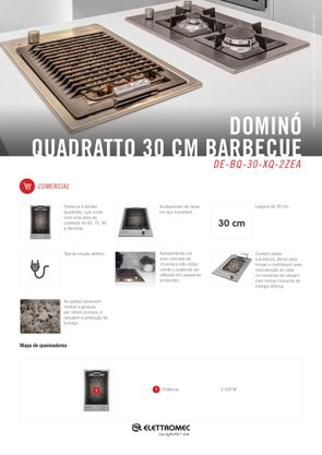 Cooktop Dominó Quadratto Elétrico Barbecue Pedras Vulcânicas 30cm 220V Elettromec