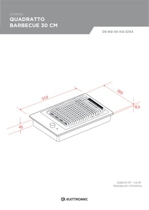 Cooktop Dominó Quadratto Elétrico Barbecue Pedras Vulcânicas 30cm 220V Elettromec