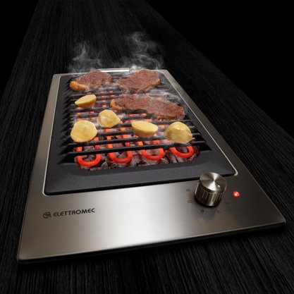 Cooktop Dominó Quadratto Elétrico Barbecue Pedras Vulcânicas 30cm 220V Elettromec