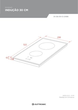 Cooktop Dominó Quadratto Indução 2 Queimadores 30cm 220V Elettromec