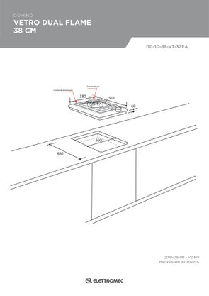 Cooktop Dominó Vetro Dual Flame 1 Queimador 38cm Bivolt Elettromec