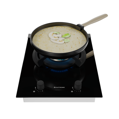 Cooktop Dominó Vetro Dual Flame 1 Queimador 38cm Bivolt Elettromec
