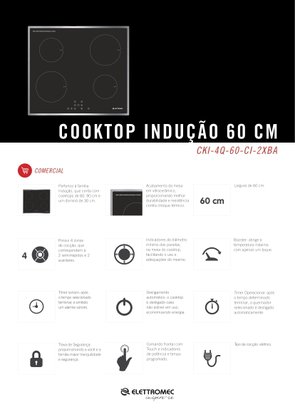 Cooktop Elétrico Indução 4 Queimadores 60cm 220V Elettromec