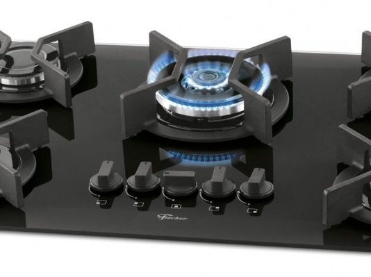 Cooktop Infinity a Gás 5 Queimadores Mesa de Vidro Preto Bivolt Fischer